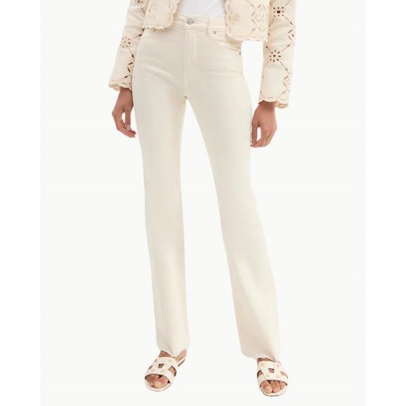 NEW VERONICA BEARD cameron mid rise bootcut jeans in ecru - Picture 1 of 4